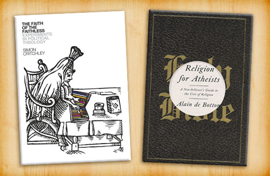 Book covers for, "The Faith of the Faithless" and "Religion for Atheists."